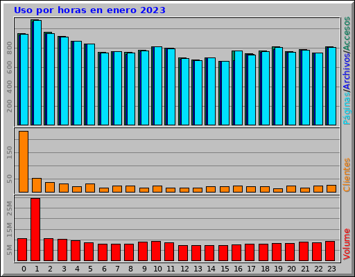 Uso por horas en enero 2023